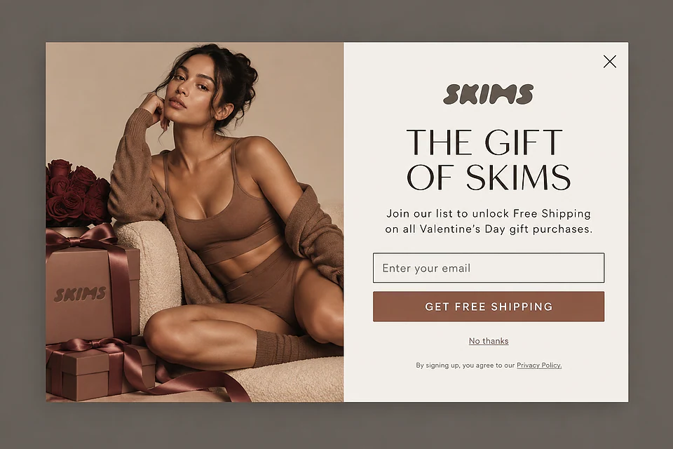 Editorial Romance – popup ötlet a(z) skims.com alapján