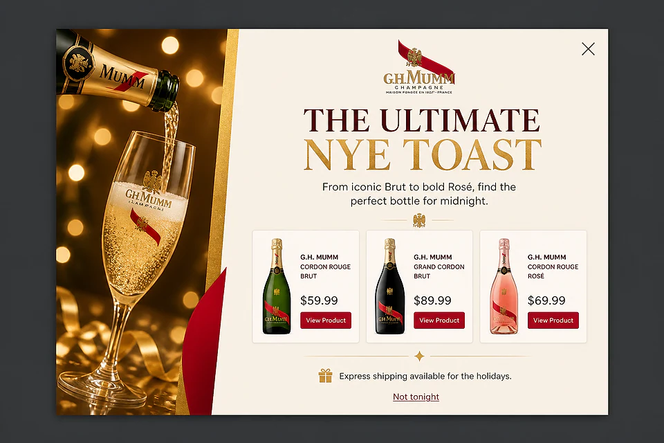 The Golden Countdown – popup ötlet a(z) mumm.com alapján