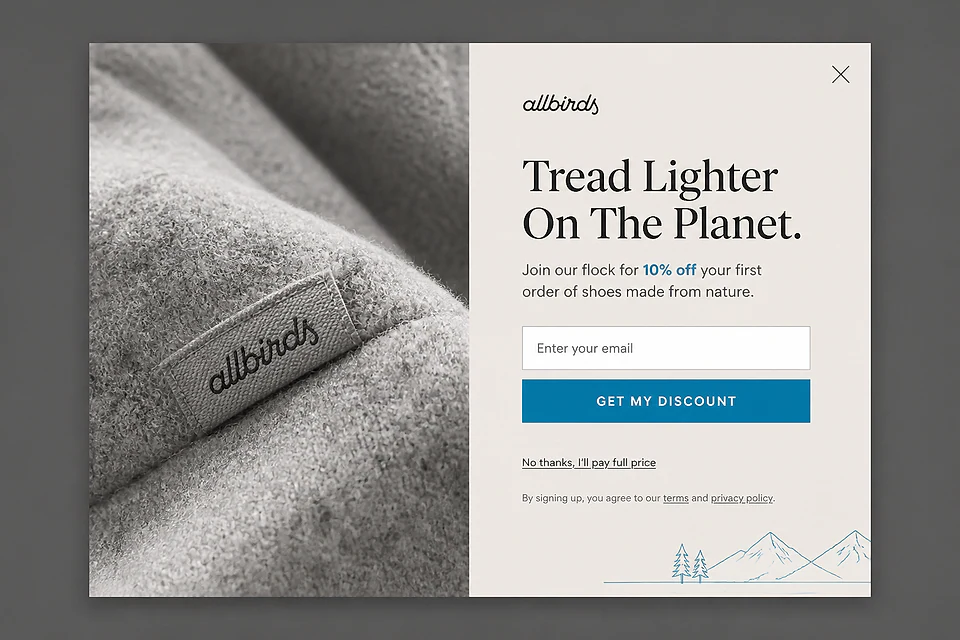 The Editorial Minimalist – popup ötlet a(z) allbirds.com alapján