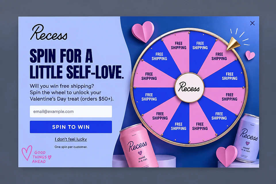 The V-Day Wheel – popup ötlet a(z) takearecess.com alapján