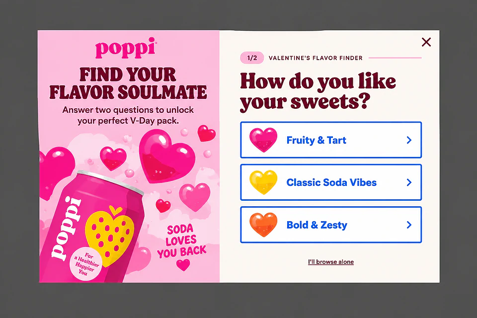 The Perfect Match Quiz – popup ötlet a(z) drinkpoppi.com alapján
