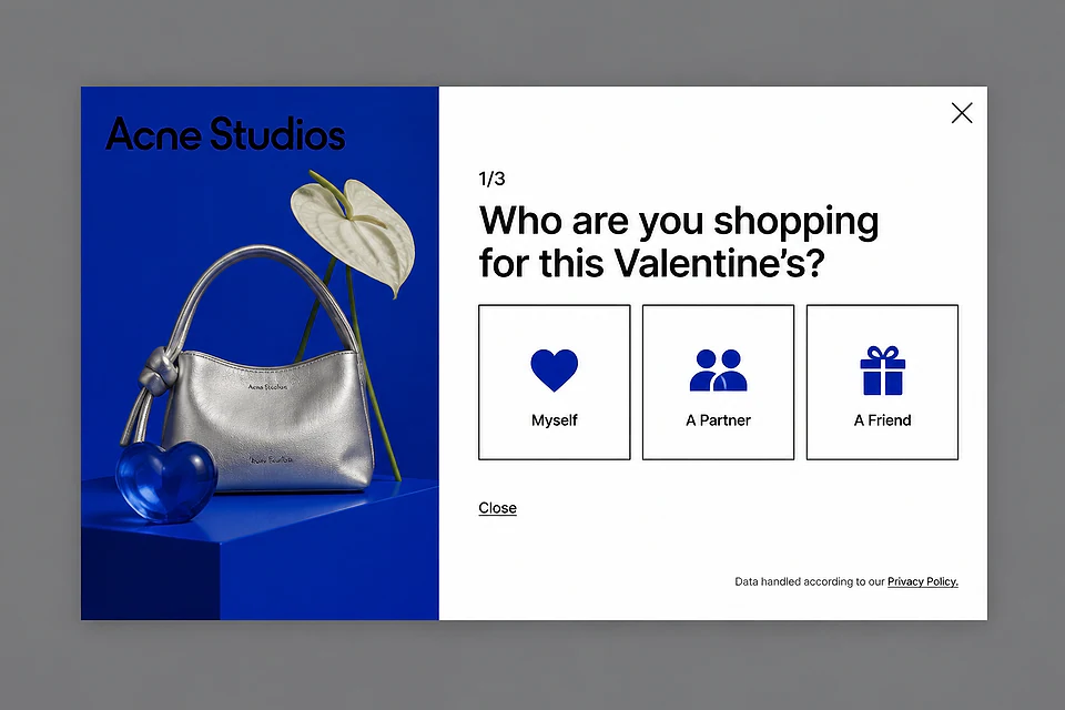 The Love Quiz – popup ötlet a(z) acnestudios.com alapján