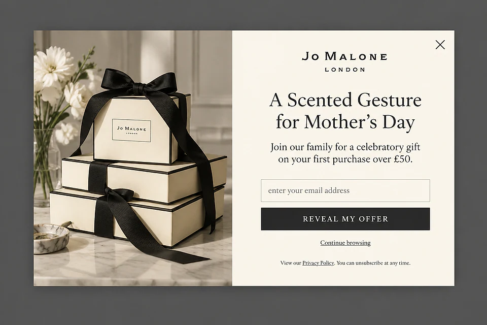 The Quintessential Gift – popup ötlet a(z) jomalone.com alapján