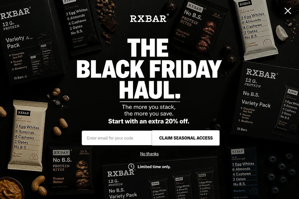 The Seasonal Stock-Up – popup ötlet a(z) rxbar.com alapján