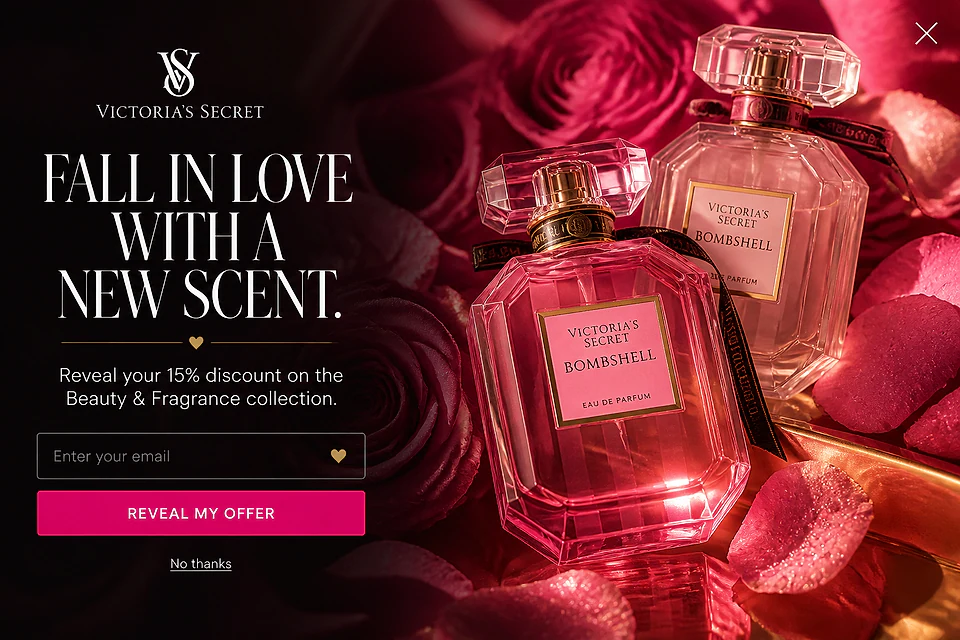 The Scent of Romance – popup ötlet a(z) victoriassecret.com alapján
