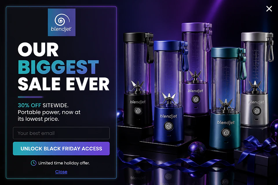 Immersive Midnight Reveal – popup ötlet a(z) blendjet.com alapján