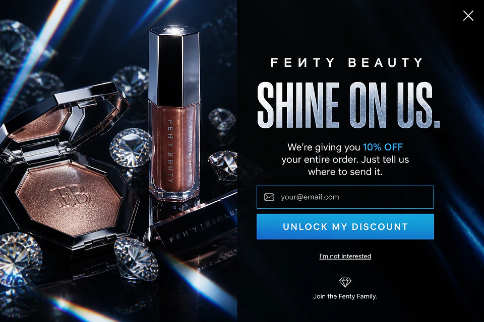 Midnight Diamonds Immersive – popup ötlet a(z) fentybeauty.com alapján