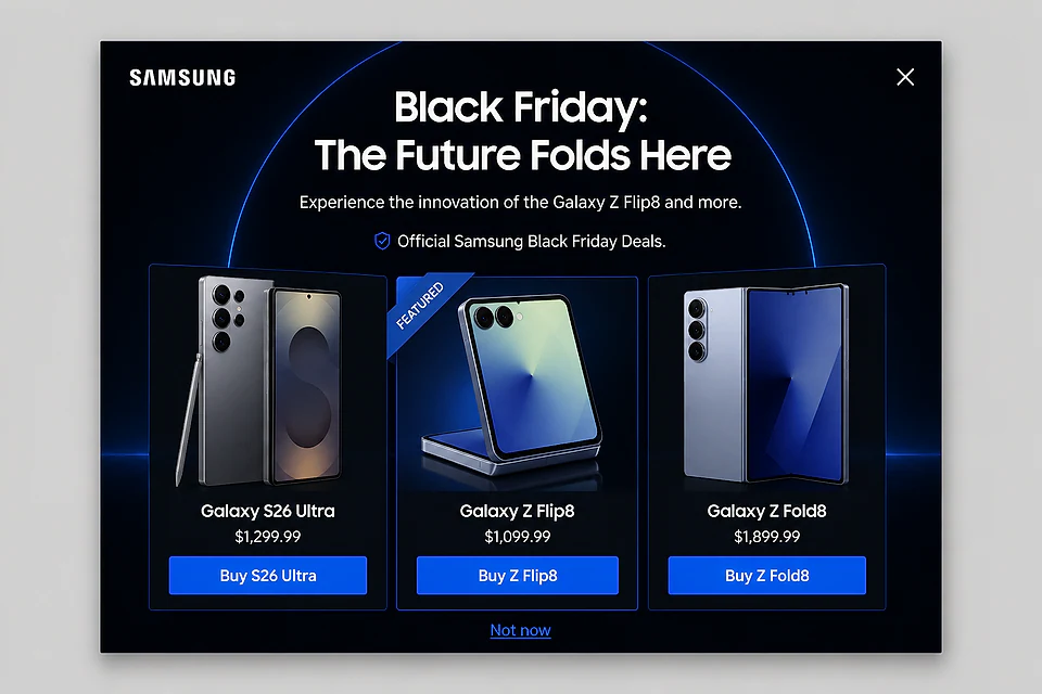 High-Tech Dark Mode – popup ötlet a(z) samsung.com alapján