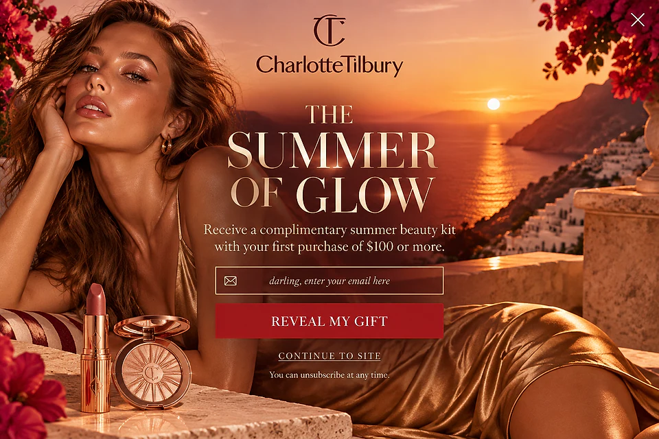 The Editorial Reveal – popup ötlet a(z) charlottetilbury.com alapján