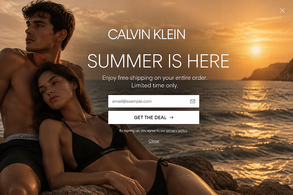Sun-Drenched Fullscreen – popup ötlet a(z) calvinklein.us alapján