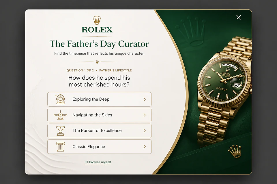 The Curator Quiz – popup ötlet a(z) rolex.com alapján
