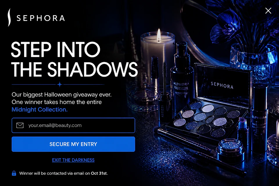 Midnight Noir Fullscreen – popup ötlet a(z) sephora.com alapján