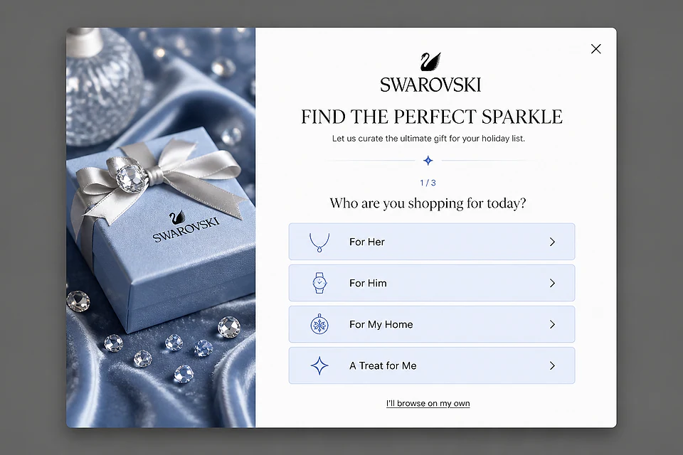The Luxury Gift Quiz – popup ötlet a(z) swarovski.com alapján