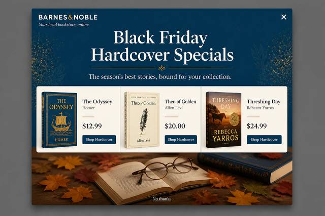 Cozy Classic Black Friday — popup concept inspired by barnesandnoble.com