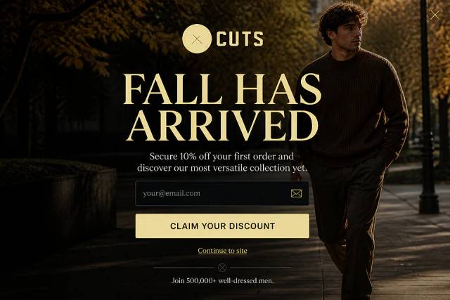 The Immersive Fall Drop — popup concept inspired by cutsclothing.com