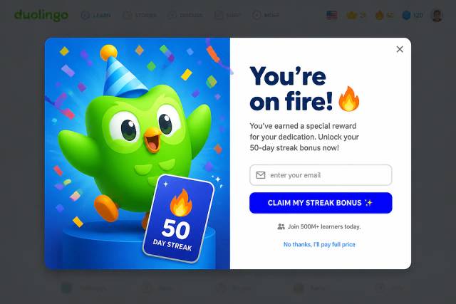 The Classic Duo — popup concept inspired by duolingo.com