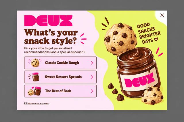Dough Discovery Quiz — popup concept inspired by eatdeux.com