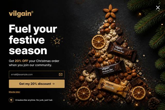 Immersive Christmas Hero — popup concept inspired by vilgain.com