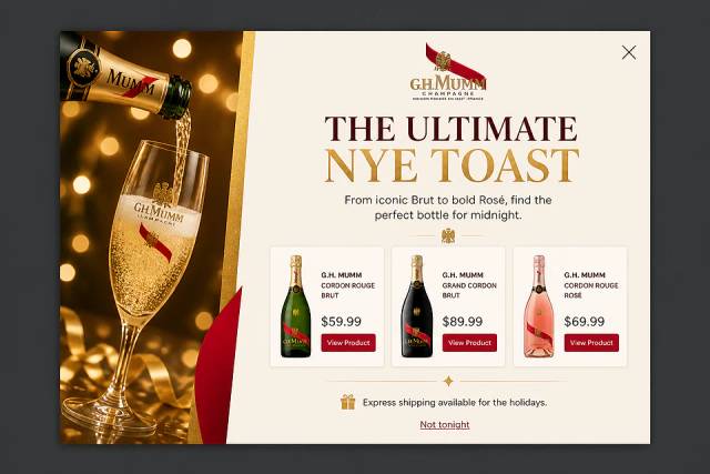 The Golden Countdown — popup concept inspired by mumm.com