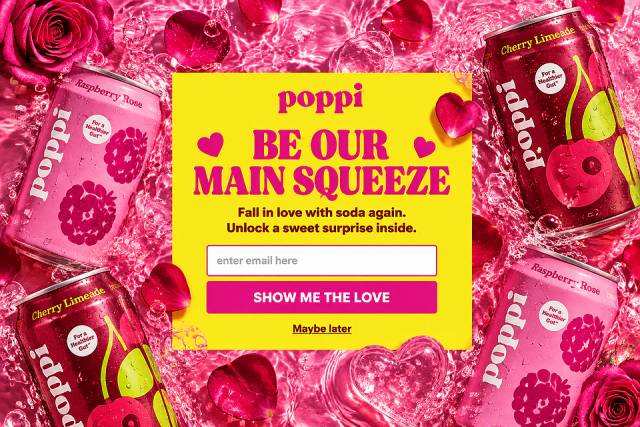 Main Squeeze Fullscreen — popup concept inspired by drinkpoppi.com