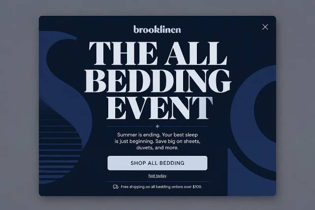 The Type-Led Minimalist — popup concept inspired by brooklinen.com