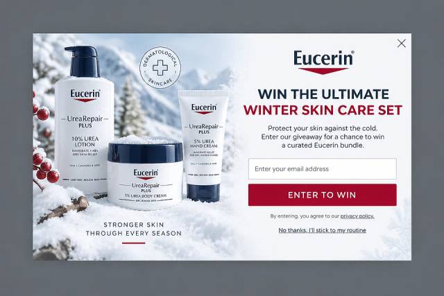 Winter Glow Giveaway — popup concept inspired by int.eucerin.com