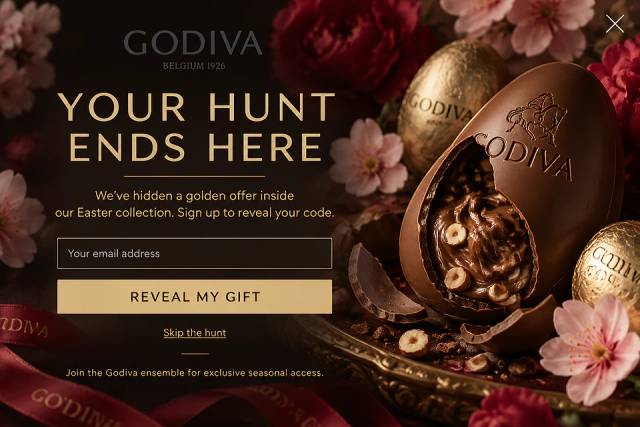 The Golden Egg Reveal — popup concept inspired by godiva.com