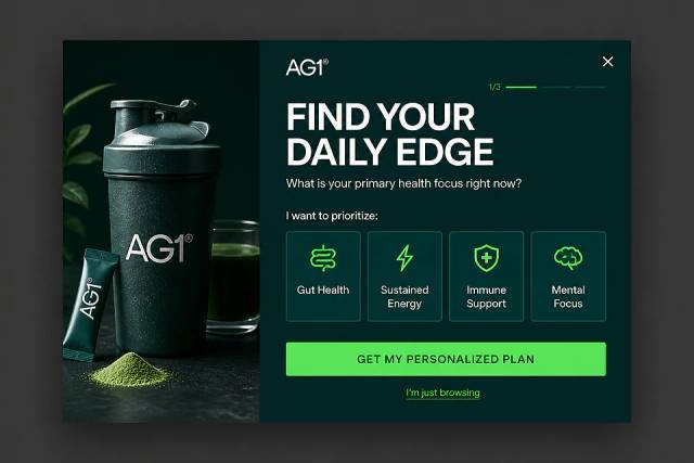 The Health Baseline Quiz — popup concept inspired by drinkag1.com