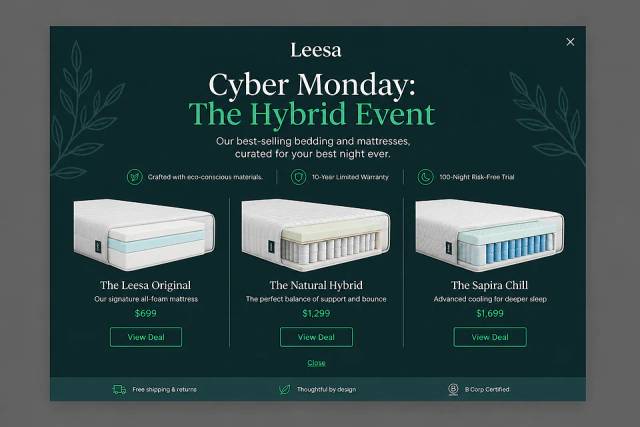 Minimalist Hybrid Gallery — popup concept inspired by leesa.com