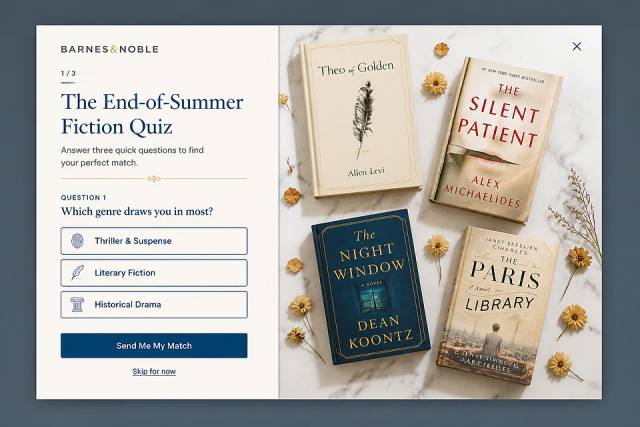 Minimalist Bookcase Discovery — popup concept inspired by barnesandnoble.com