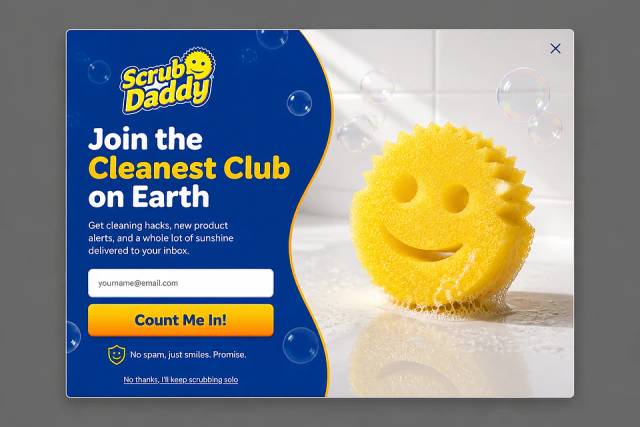 The Smiley Safe-Bet — popup concept inspired by scrubdaddy.com