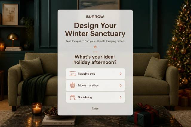 The Lounging Legend — popup concept inspired by burrow.com