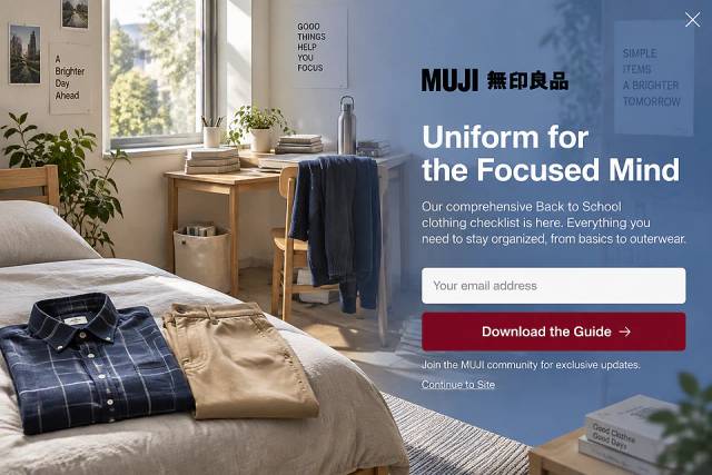 The Blueprint Fullscreen — popup concept inspired by muji.eu