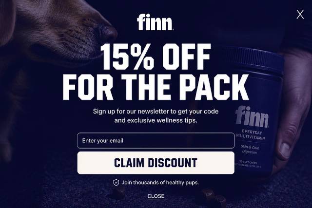 The Dark Mode Hero — popup concept inspired by petfinn.com