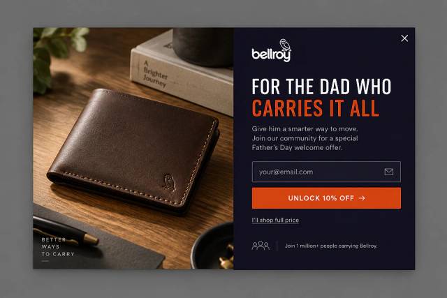 The Modern Heirloom — popup concept inspired by bellroy.com