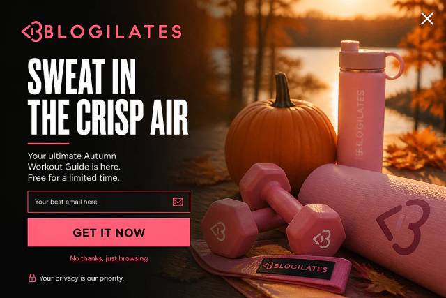 Golden Hour Fullscreen — popup concept inspired by blogilates.com