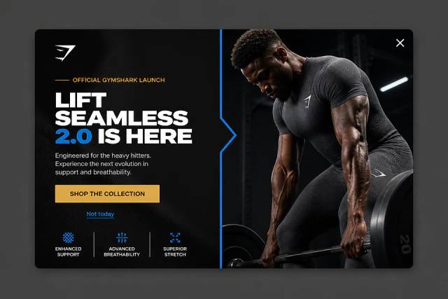 The Editorial Launch — popup concept inspired by gymshark.com