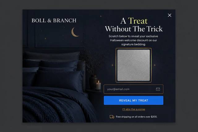 Midnight Midnight Reveal — popup concept inspired by bollandbranch.com