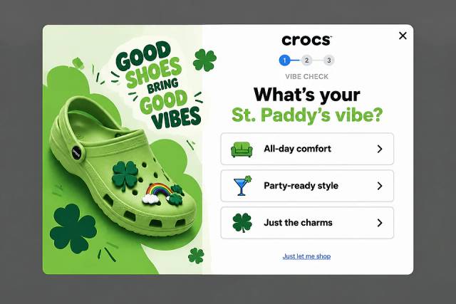 The Lucky Charm Quiz — popup concept inspired by crocs.com