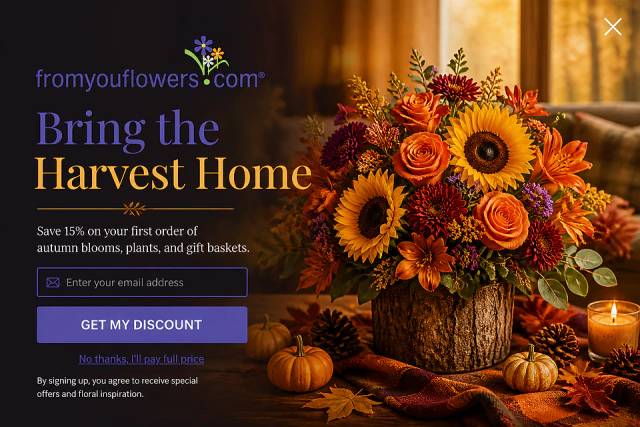 Golden Harvest Fullscreen — popup concept inspired by fromyouflowers.com
