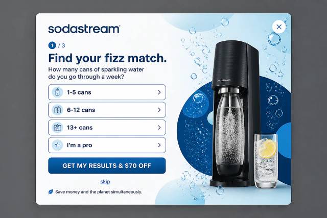 The Fizz Quiz — popup concept inspired by sodastream.com