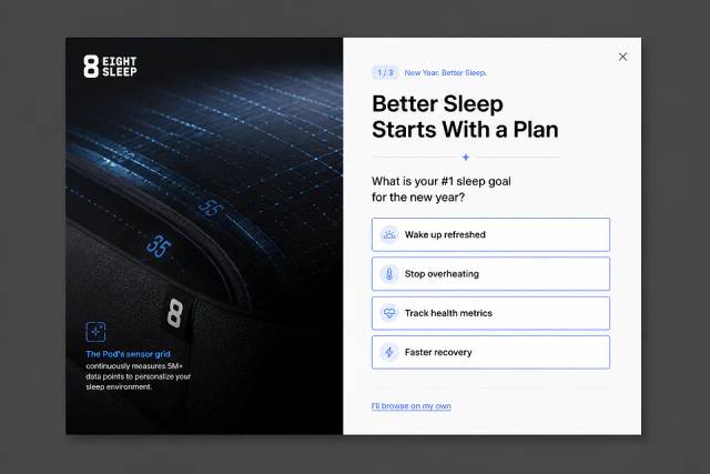 The Sleep Quiz Starter — popup concept inspired by eightsleep.com