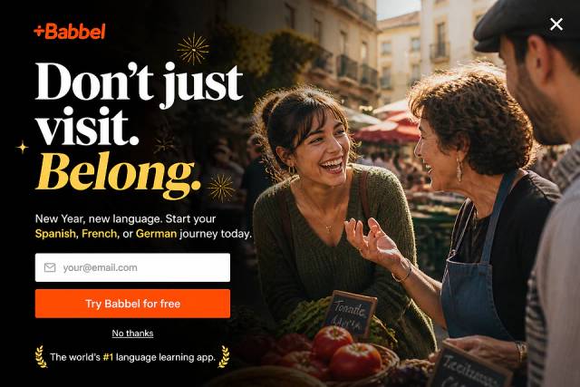 New Year New You — popup concept inspired by babbel.com