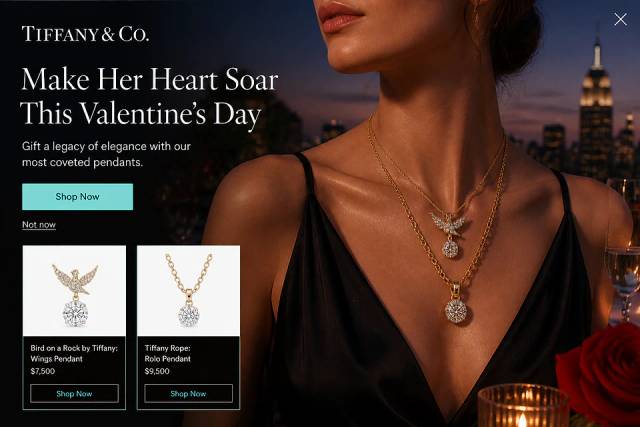 Valentine Fullscreen Immersive — popup concept inspired by tiffany.com