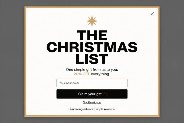 Minimalist Typographic Gift — popup concept inspired by vilgain.com