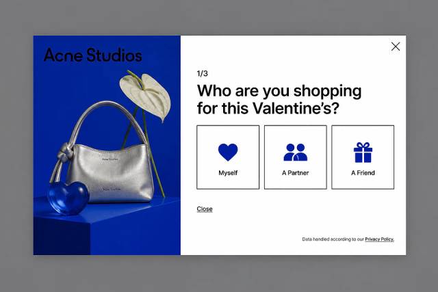 The Love Quiz — popup concept inspired by acnestudios.com