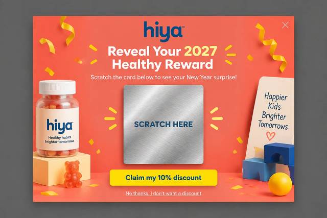 New Year Scratch-Off — popup concept inspired by hiyahealth.com