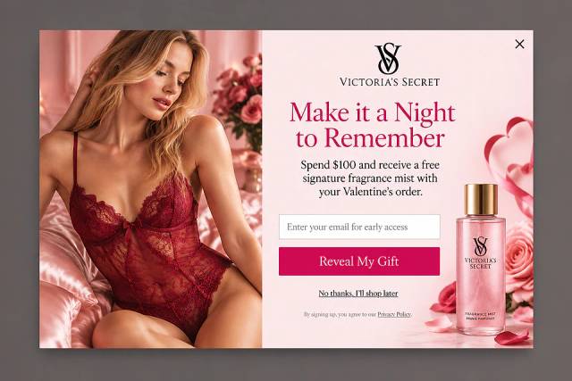 Romantic Editorial — popup concept inspired by victoriassecret.com