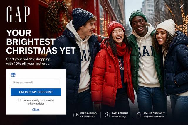 Holiday Spirit Fullscreen — popup concept inspired by gap.com