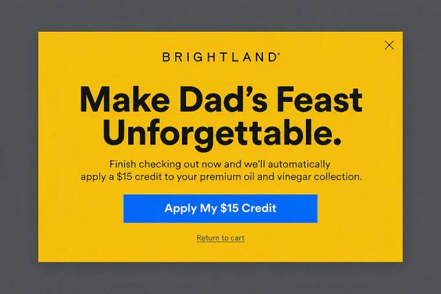 The Bold Typographic Save — popup concept inspired by brightland.co